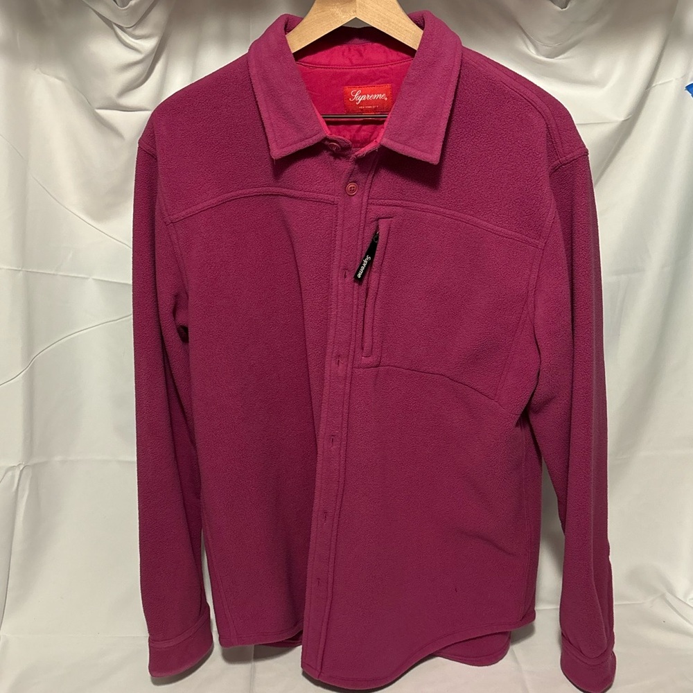 Supreme Polartec Fleece Shirt Magenta Purple FW15 Button Up Men’s Size XL